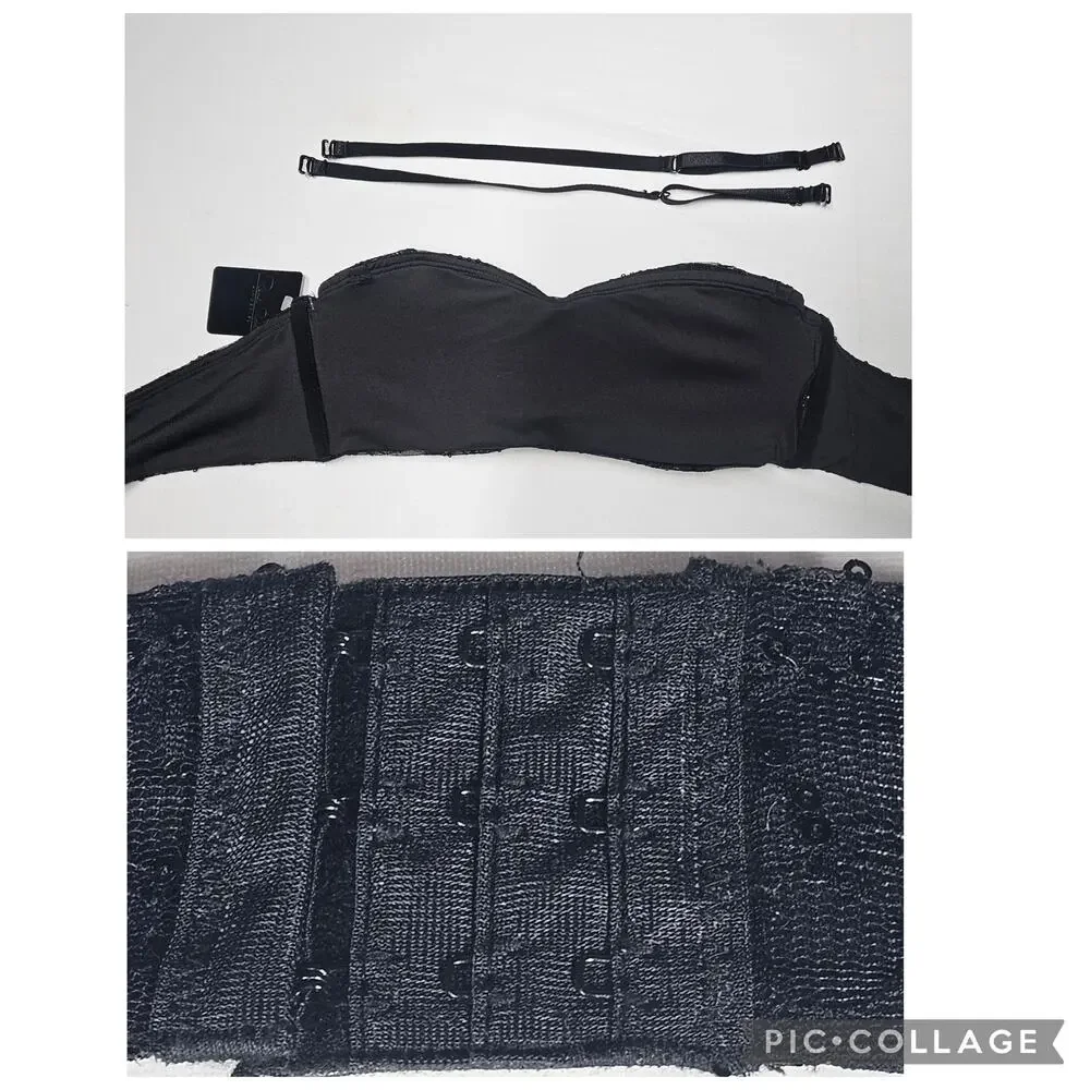 René Rofé NWT Black Sequin Convertible Stretch Bra with Removable Pads Size S